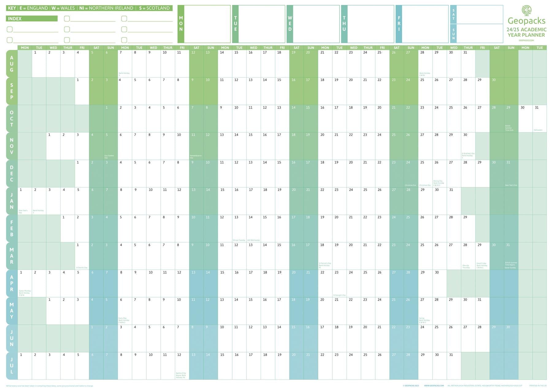 2024 /2025 Academic Year Wall Planner | Large & Giant planners – Geopacks