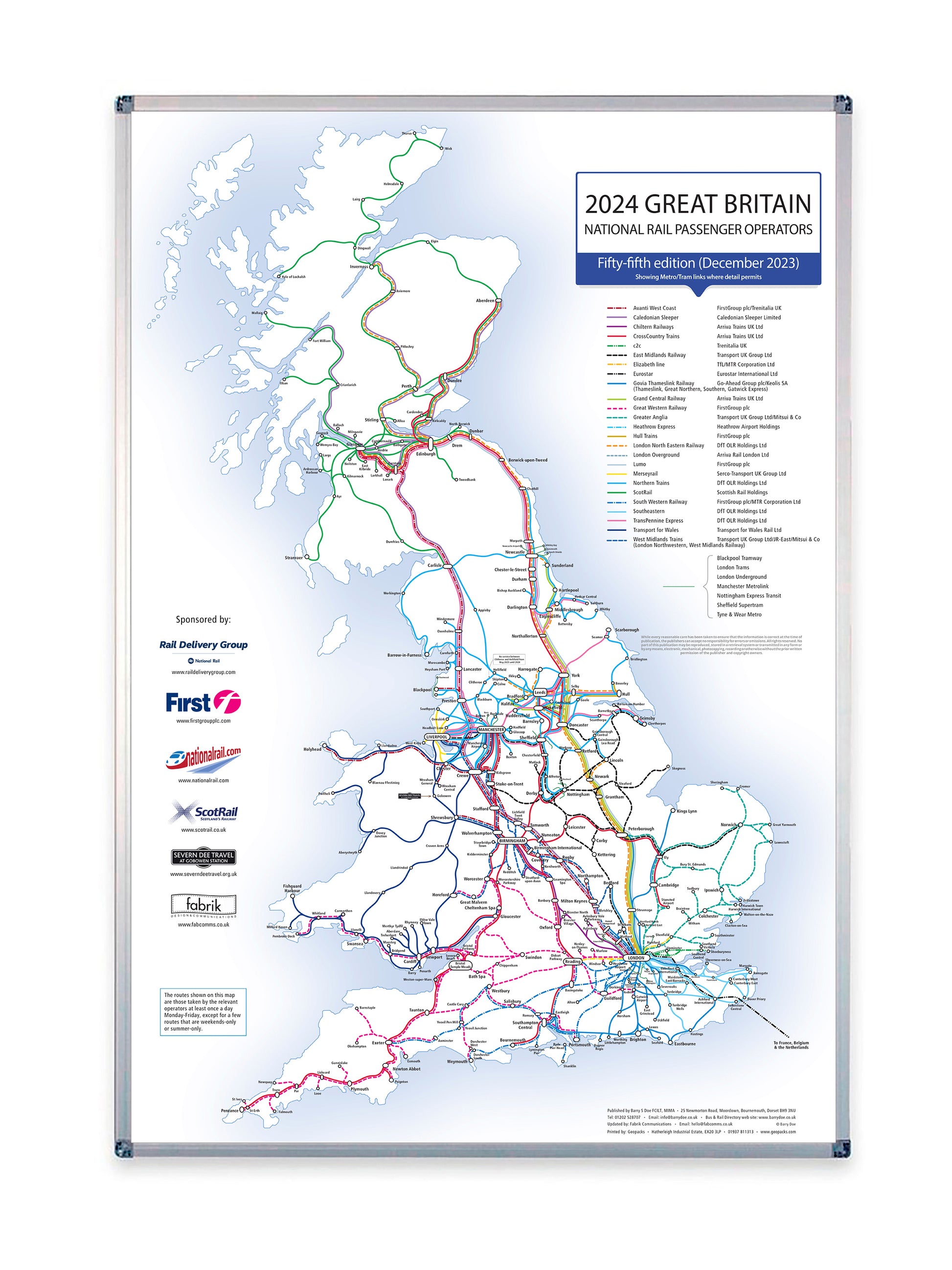 UK Rail Operators Map 55th Edition Laminated Railway Wall, 57% OFF
