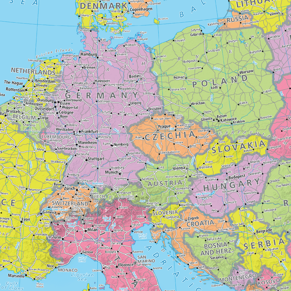 Giant Political Map of Europe