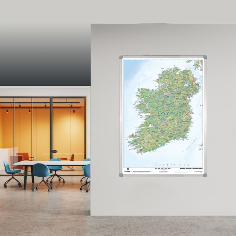 Physical Map of Ireland Wall Map