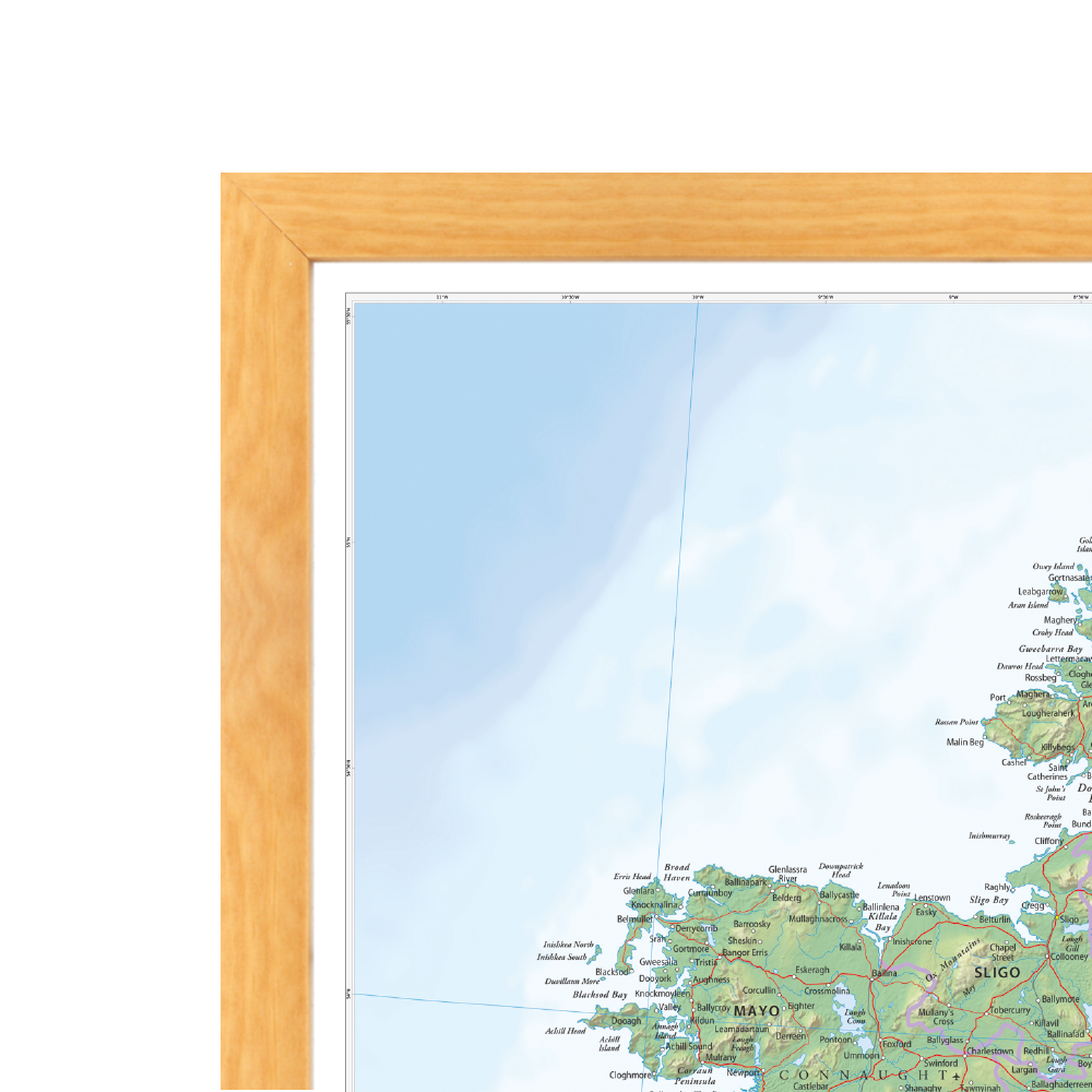 Physical Map of Ireland Wall Map