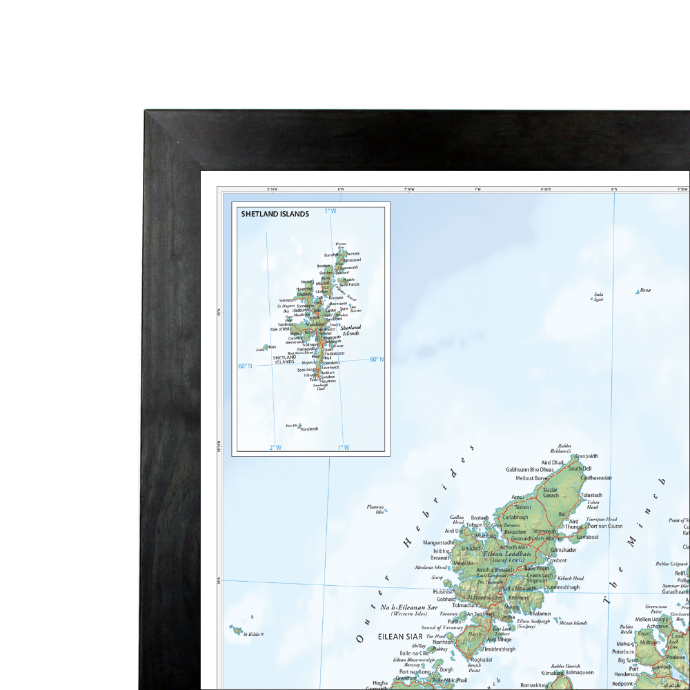 Physical Map of Scotland Wall Map