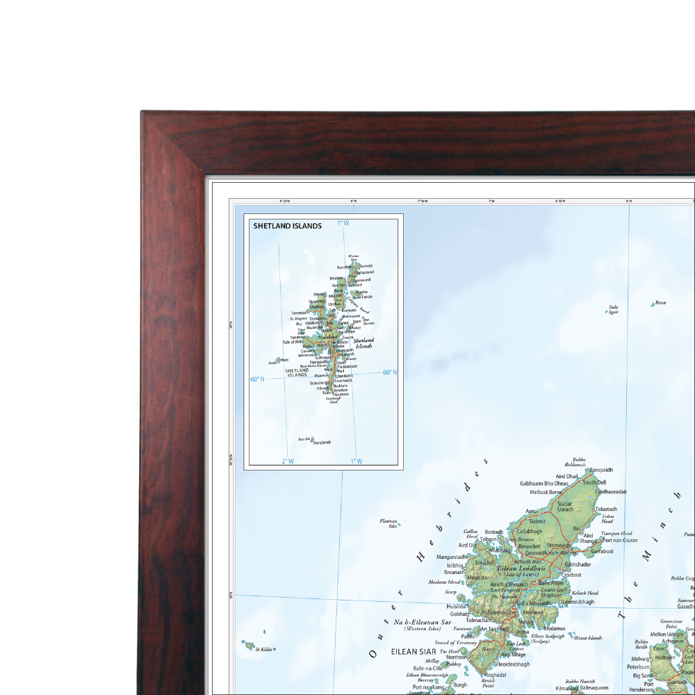 Physical Map of Scotland Wall Map