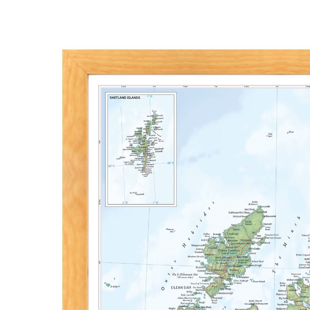 Physical Map of Scotland Wall Map