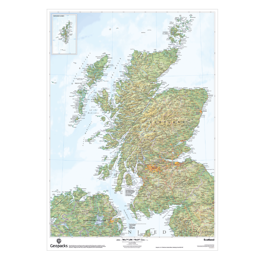 Physical Map of Scotland Wall Map