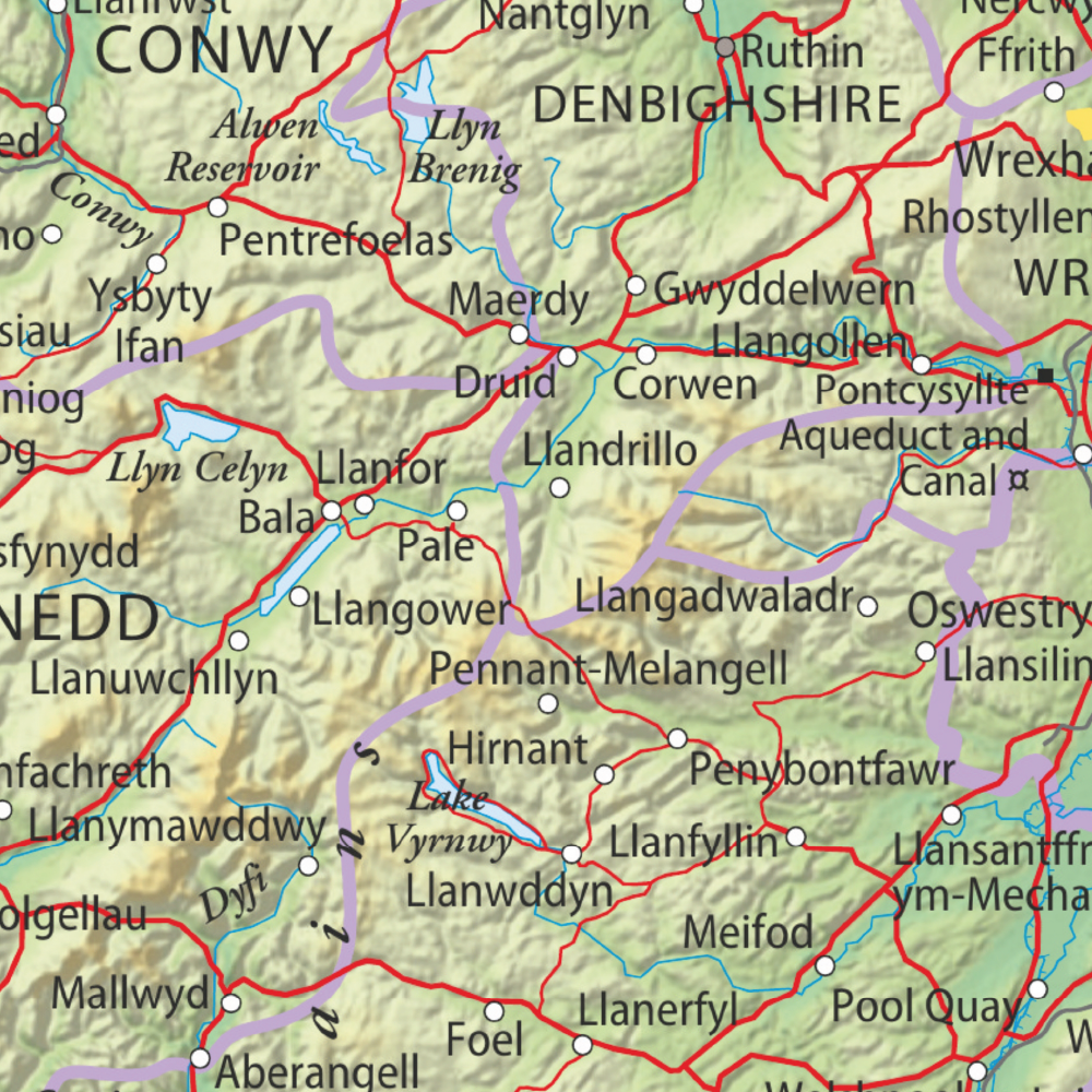 Physical Map of Wales Wall Map