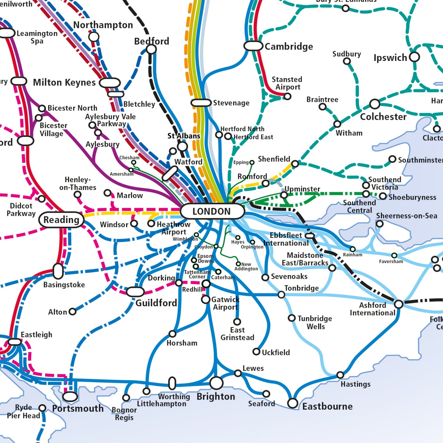 UK Rail Operators Map 58th  Edition - Laminated Railway Wall Map