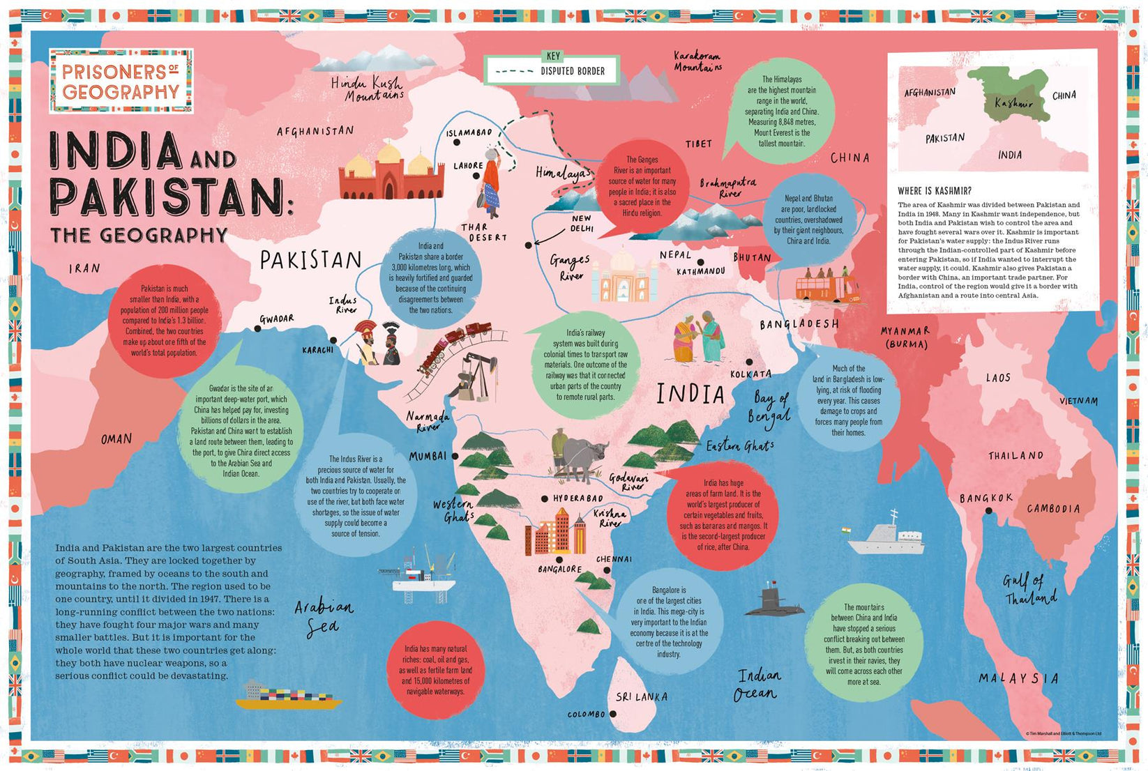 India And Pakistan Educational Wall Map Prisoners Of Geography Geopacks 3278