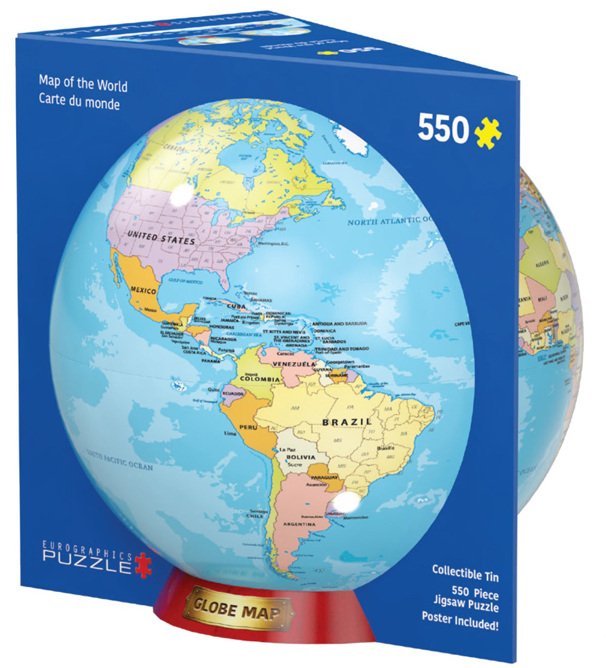 Map of the World Tin 550 Piece Jigsaw Puzzle – Geopacks