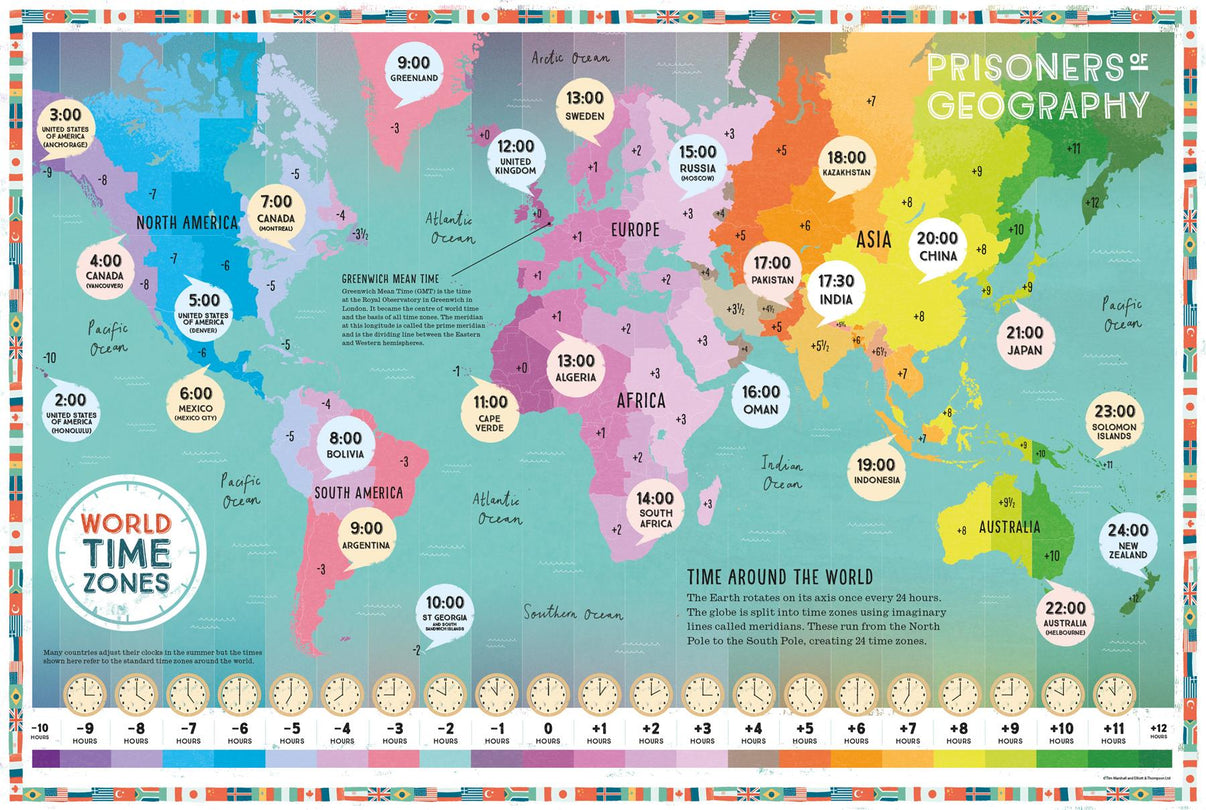 World Time Zones Educational Wall Map Prisoners Of Geography Geopacks 5315