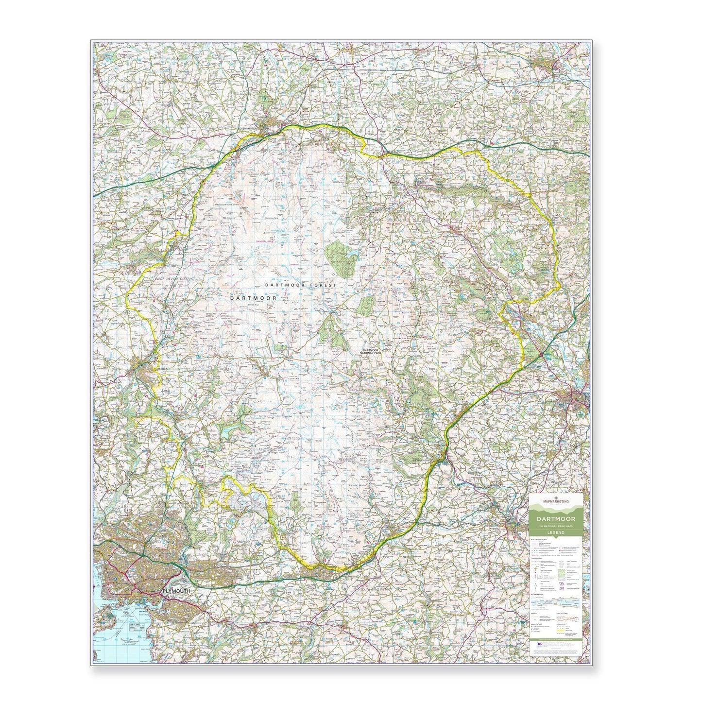 Wall Maps - Dartmoor - UK National Park Wall Map