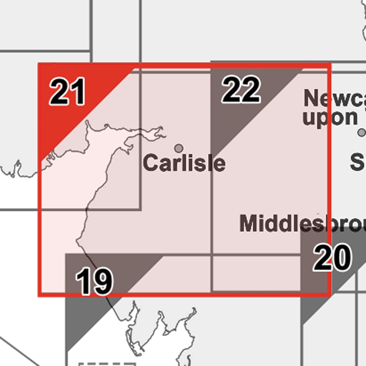 Wall Maps - North Cumbria Postcode Wall Map - Sector Map 21