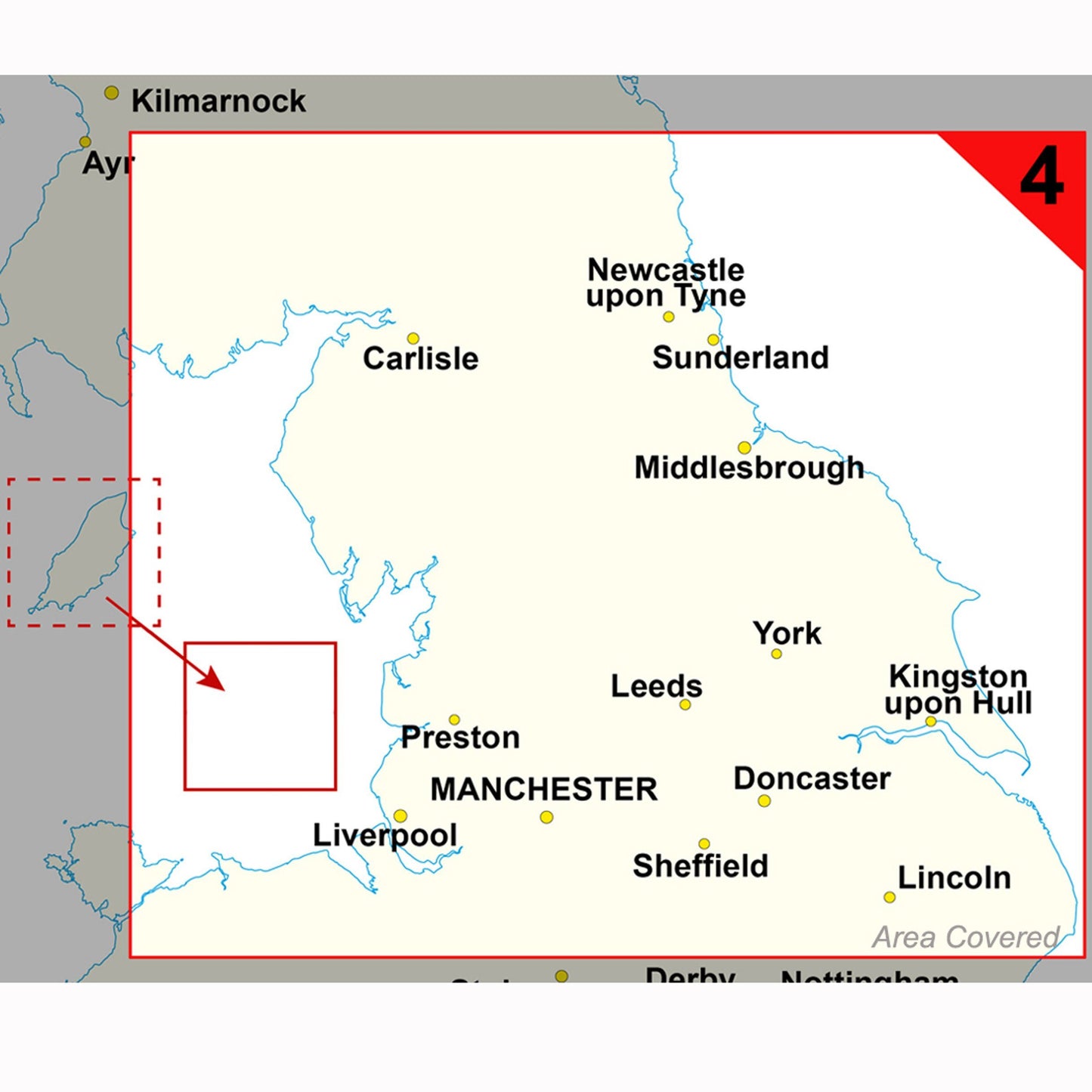 Wall Maps - Northern England (Newcastle-upon-Tyne, Leeds, Manchester & Liverpool) Postcode Map - District Map 4