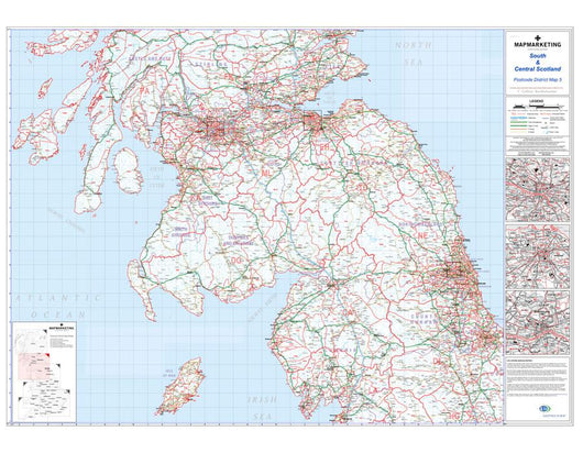 Wall Maps - South And Central Scotland (Glasgow, Edinburgh And ...