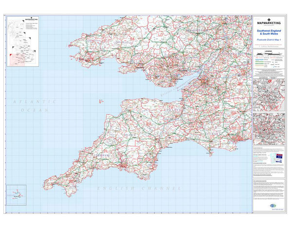 Southwest England and South Wales (Cardiff and Bristol) Postcode Wall ...