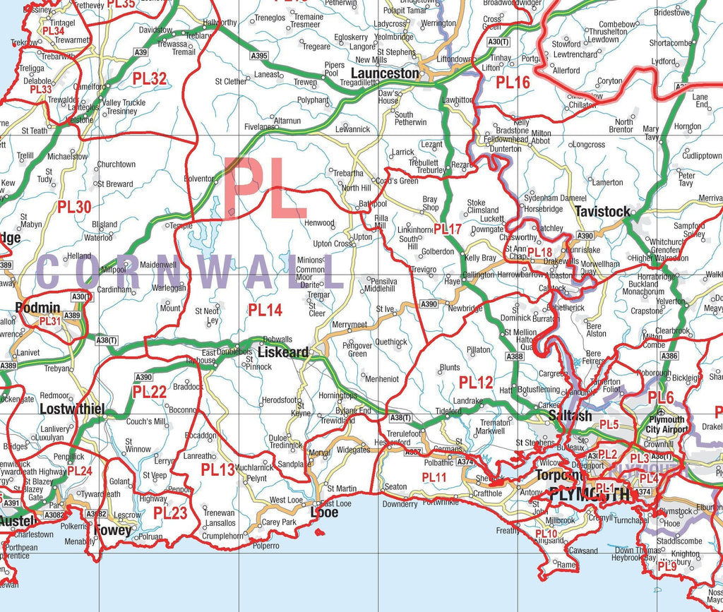 Wall Maps - Southwest England And South Wales (Cardiff And Bristol ...