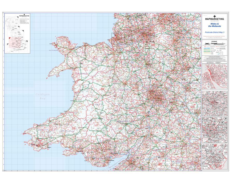 Wall Maps Wales And The Midlands Liverpool Birmingham Cardiff Bristol Postcode Wall Map District Map 3 1 ?v=1684830513
